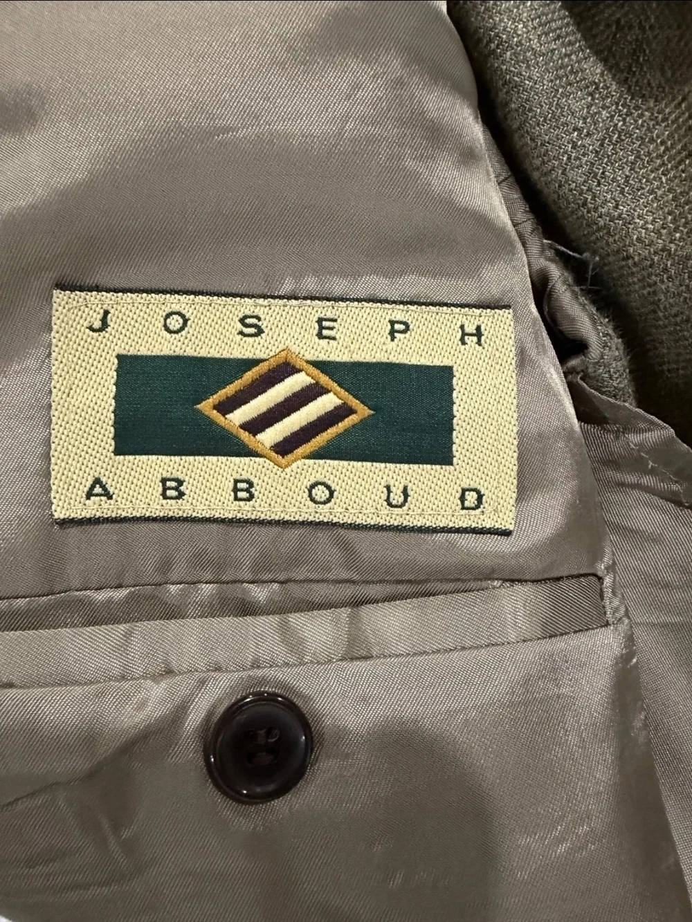 Joseph Abboud Saks Fifth Avenue Wool Linen Sport Coat Blazer 46R Olive Brown